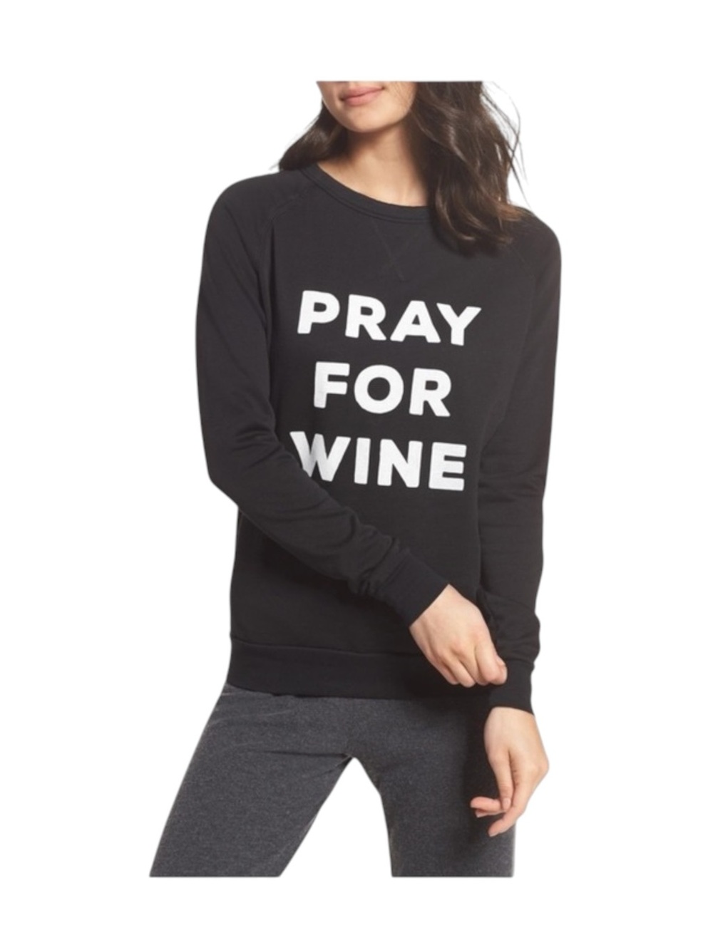 new The Laundry Room ☻︎ Super Soft Pray 4 Wine Graphic Sweatshirt ☻︎ Jet Black S - Picture 6 of 16